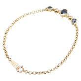 K18YG イエローゴールド サファイア1.18ct ダイヤ0.12ct チェーン ブレスレット レディース 【中古】